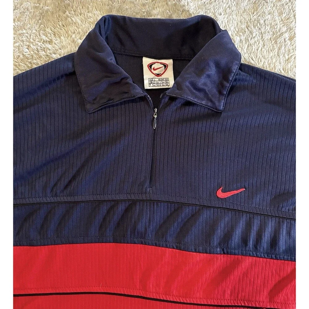 Vintage 90s Nike Air Quarter Zip Tennis Running Short Sleeve Shirt Men's Size L
